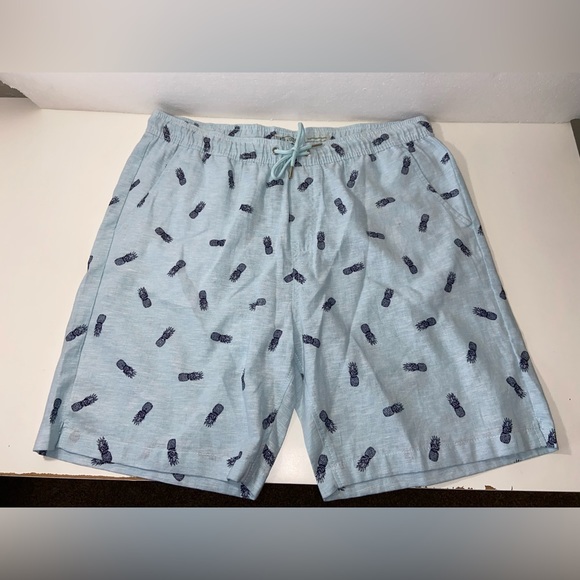 Tenth + Ocean Shorts Mens Size 2XL Blue ￼ Washable Linen Pull On New - Picture 2 of 11